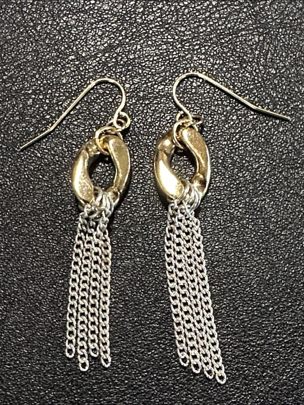 Premier Designs Two Tone Chain Link Tassel Drop Earrings
